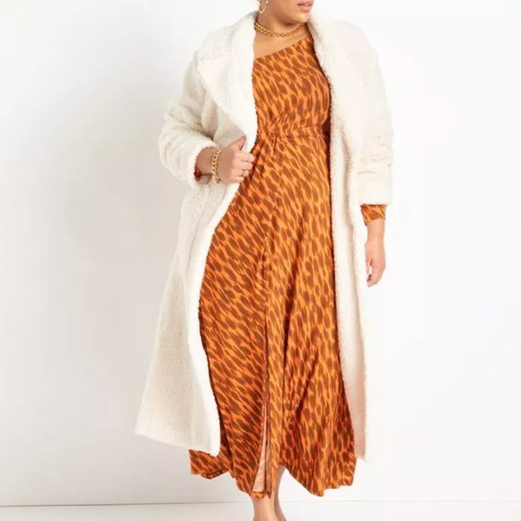 Manteau Court (Car Coat) ELOQUII Gris Avec Ceinture - Taille 14/16 Plus Size - Neuf Avec Étiquettes (NWT)